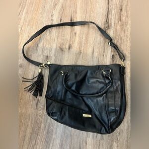 Steve Madden Black Hobo Bag with Gold Accents